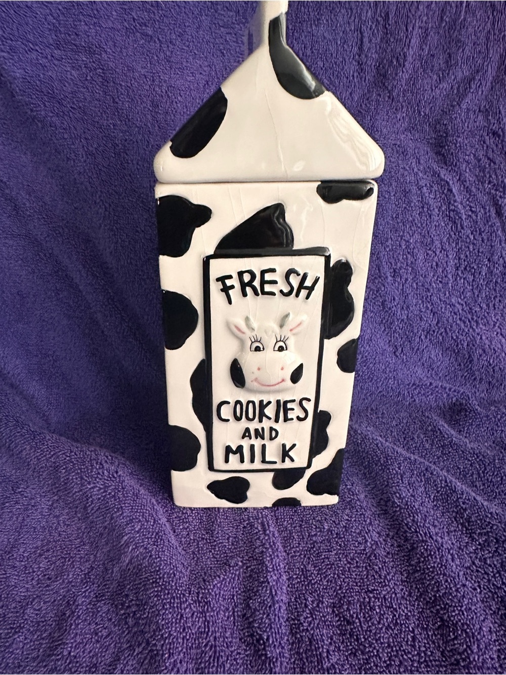 Fresh Cookies and Milk Cow-Print Ceramic Canister